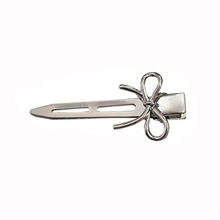 Silver Alloy Bow Bangs Duckbill Clip Hair Clip Hair Accessories Wholesale