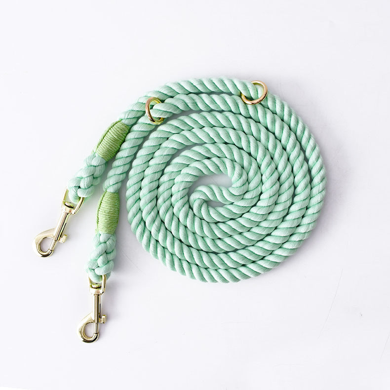 Woven Cotton Multi-functional Waist Pet Double Leash P-Type Collar