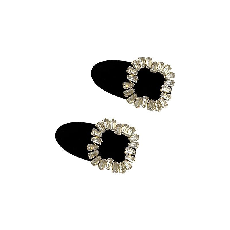 Delicate Zircon Flocked Square Oval Bangs Hair Clip Hair Accessories Wholesale