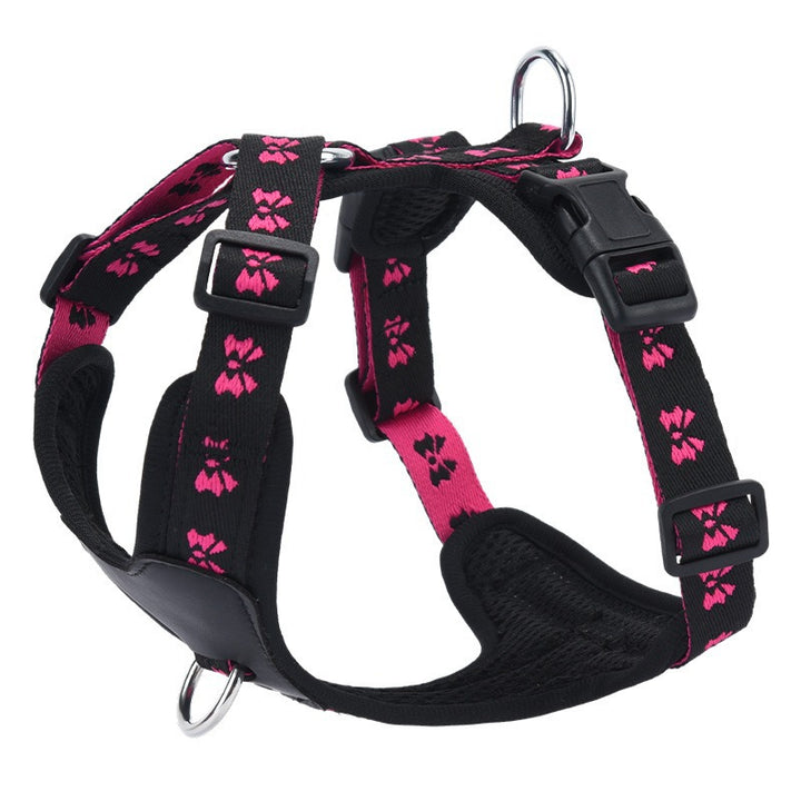 Leather Butterfly Embroidery Reflective Adjustable Pet Dog Harness