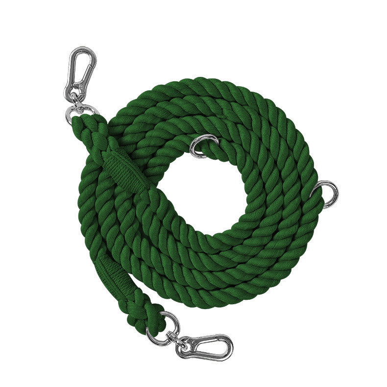 Woven Cotton Rope Multi-functional Pet Double Leash Waist Runing Leash