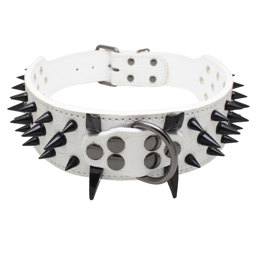 Spike Rivets Large Dog Adjustable Thick PU Leather Pet Collar
