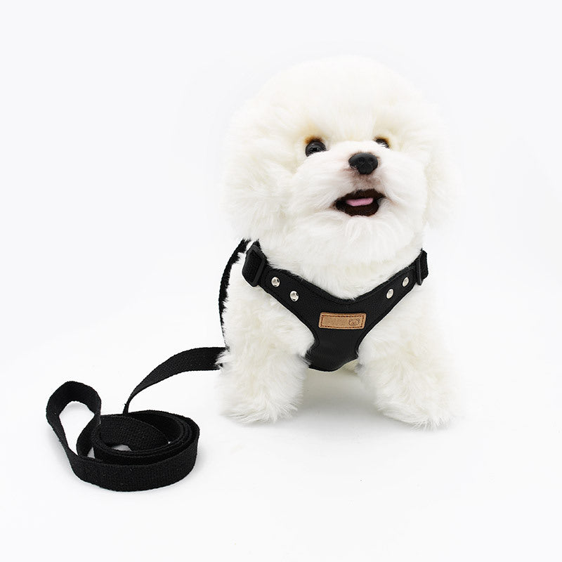 Soft PU Leather Dog Pet Comfortable No Choking Harness Leash Set