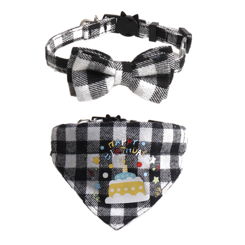 Birthday Party Cake Triangle Towel Saliva Bib Bow Pet Collar