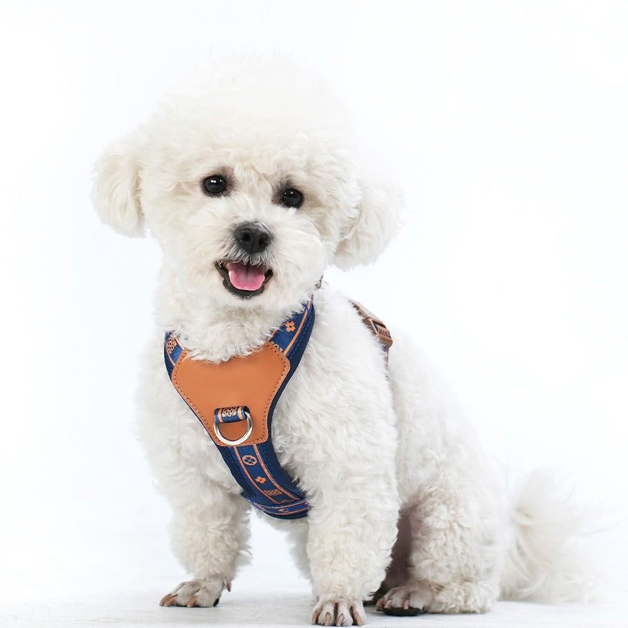 Breathable Fabric Leather Shock Absorption Vest Pet Dog Harness