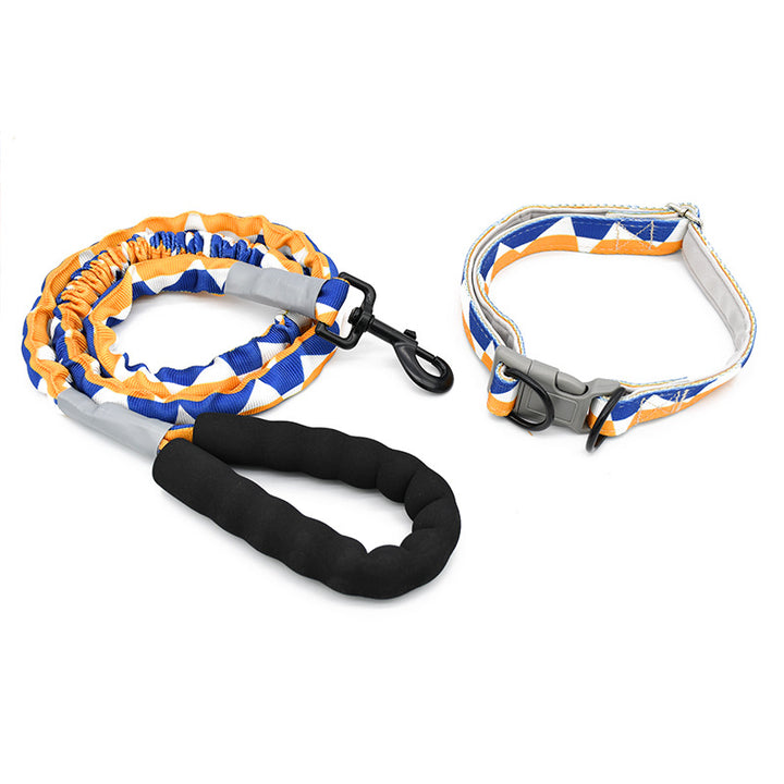 High Elasticity Retractable Nylon Anti-Pull Large Dog Leash Collar Set