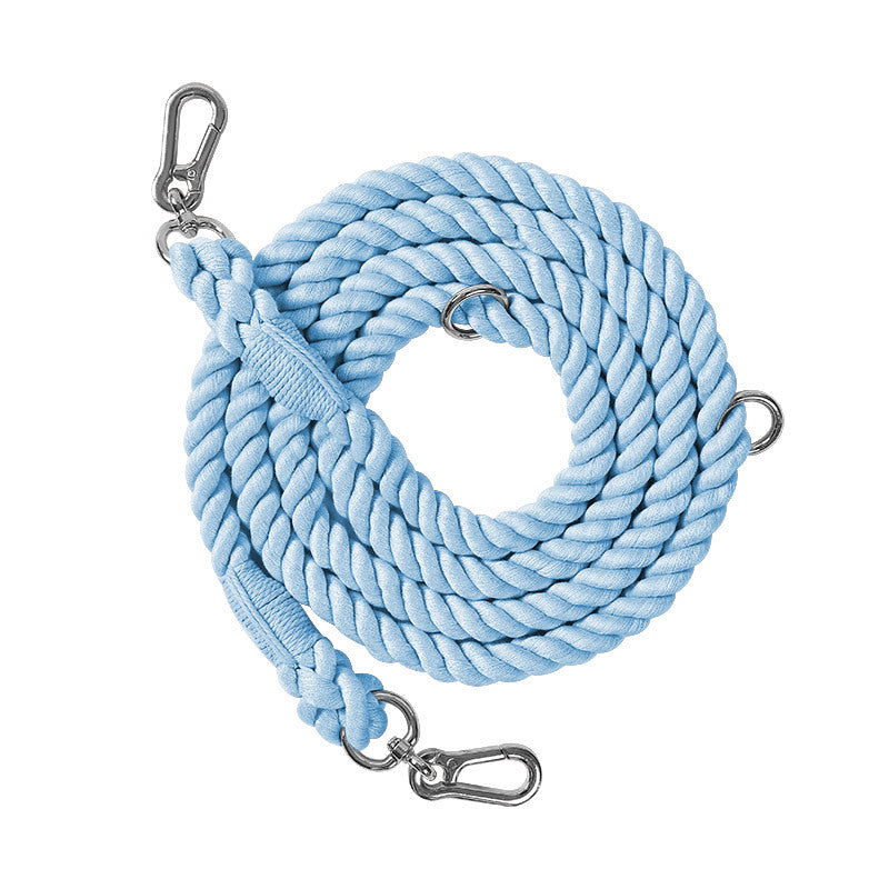 Woven Cotton Rope Multi-functional Pet Double Leash Waist Runing Leash
