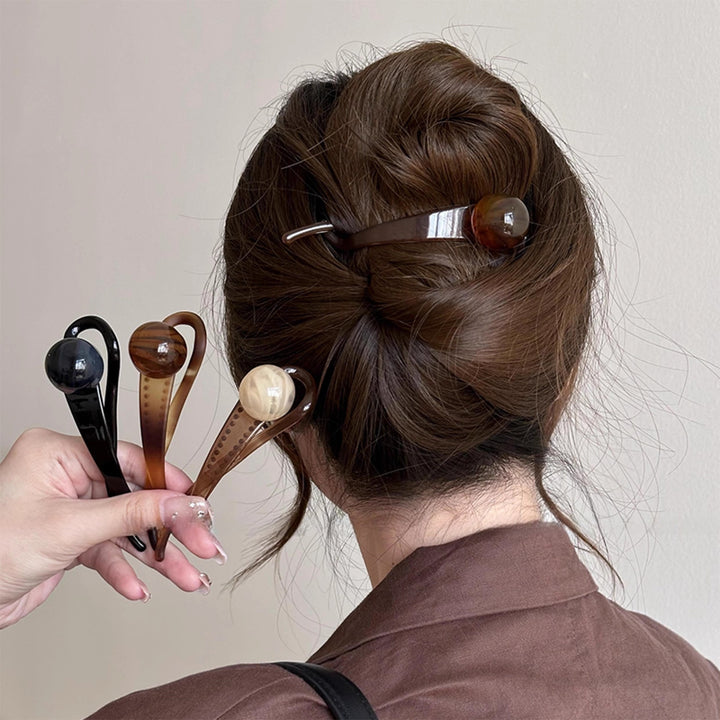 Simple Glossy Round Bead Hair Clip New Twist Clip Hair Accessories Wholesale