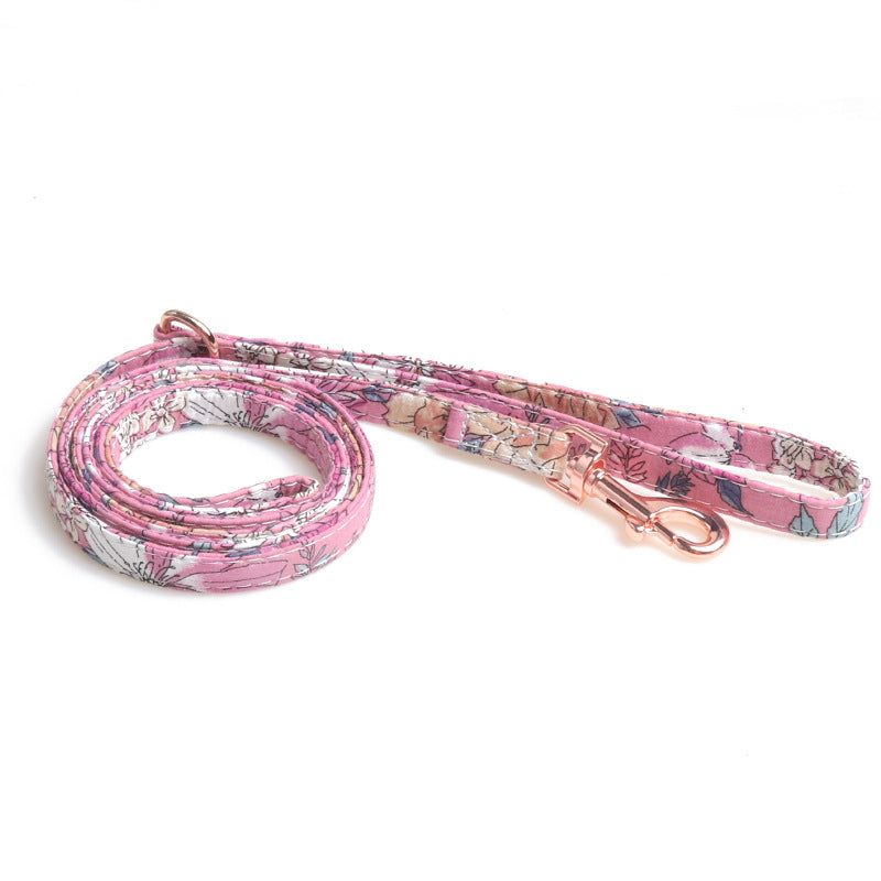 Floral Sunflower Pet Cat Dog Collar Leash Poop Bag Carrier Set