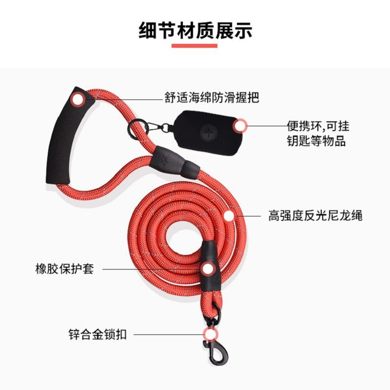 Sponge Handle Reflective Nylon No-Pull Pet Training P-type Leash