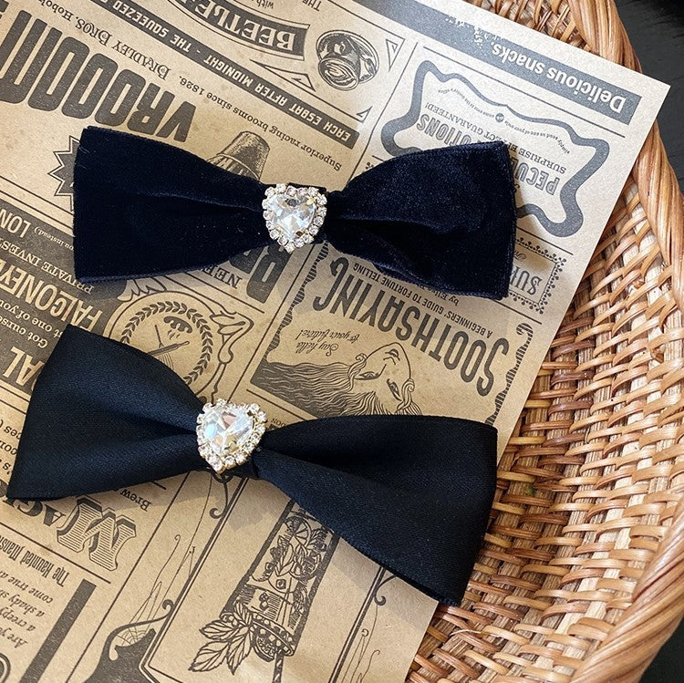 Heart Crystal Flannel Bow Duckbill Hair Clip Hair Accessories Wholesale