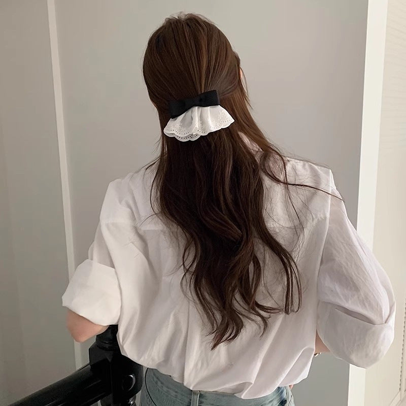 Elegant Lace Fabric Bow Bangs Clip Spring Hair Clip Hair Accessories Wholesale