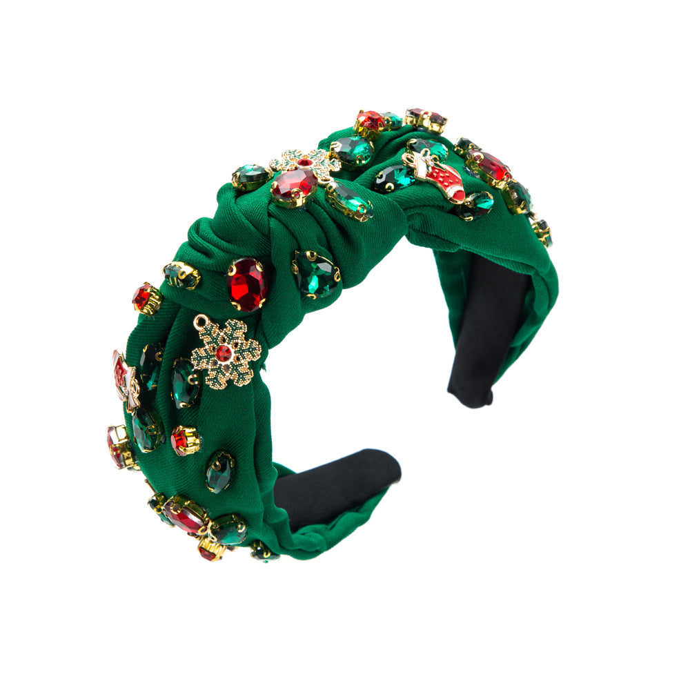 Alloy Snowflake Rhinestone Fabric Christmas Headband Hair Accessories Wholesale