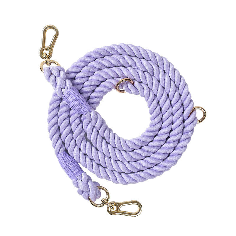 Woven Cotton Rope Multi-functional Pet Double Leash Waist Runing Leash