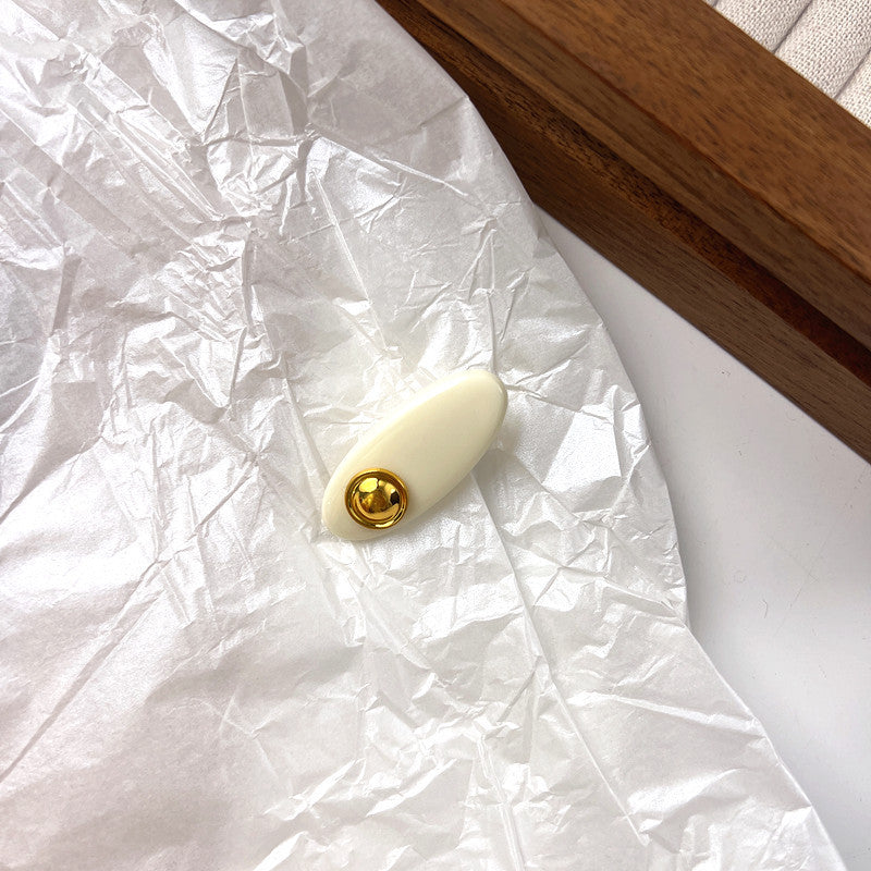Gold Button Oval Acrylic Duckbill Clip Hair Clip Hair Accessories Wholesale