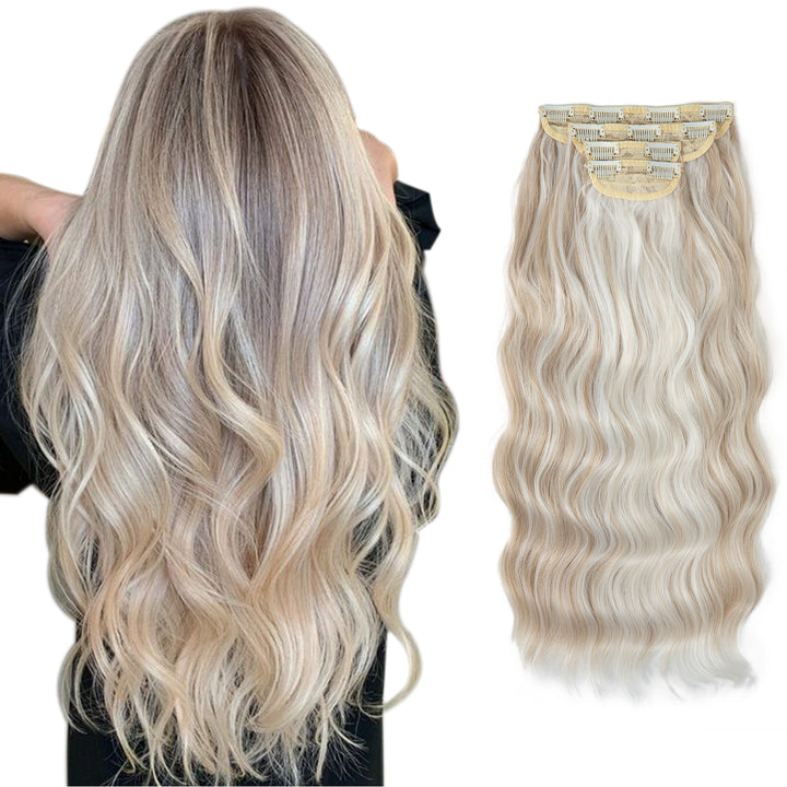 Water Ripple Long Curly Wigs Four Pieces Set Pins Hair Extensions Wholesale