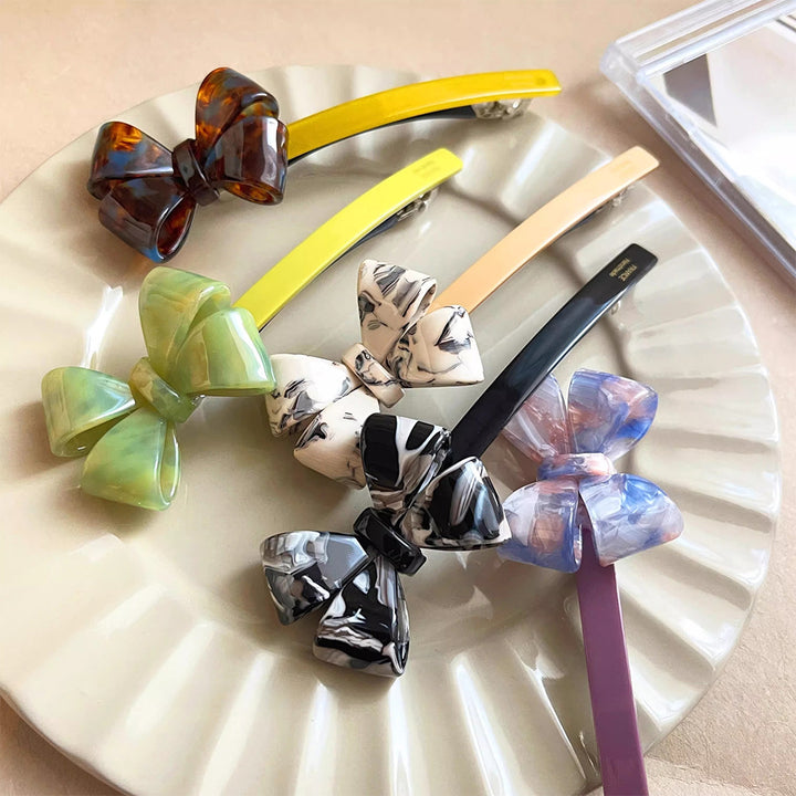 Tie-dye Pattern Acetate Bow Spring Clip Hair Clip Hair Accessories Wholesale
