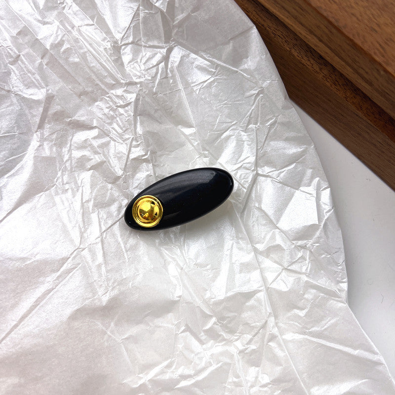 Gold Button Oval Acrylic Duckbill Clip Hair Clip Hair Accessories Wholesale
