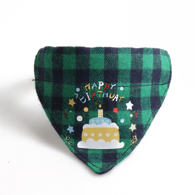 Birthday Party Cake Triangle Towel Saliva Bib Bow Pet Collar