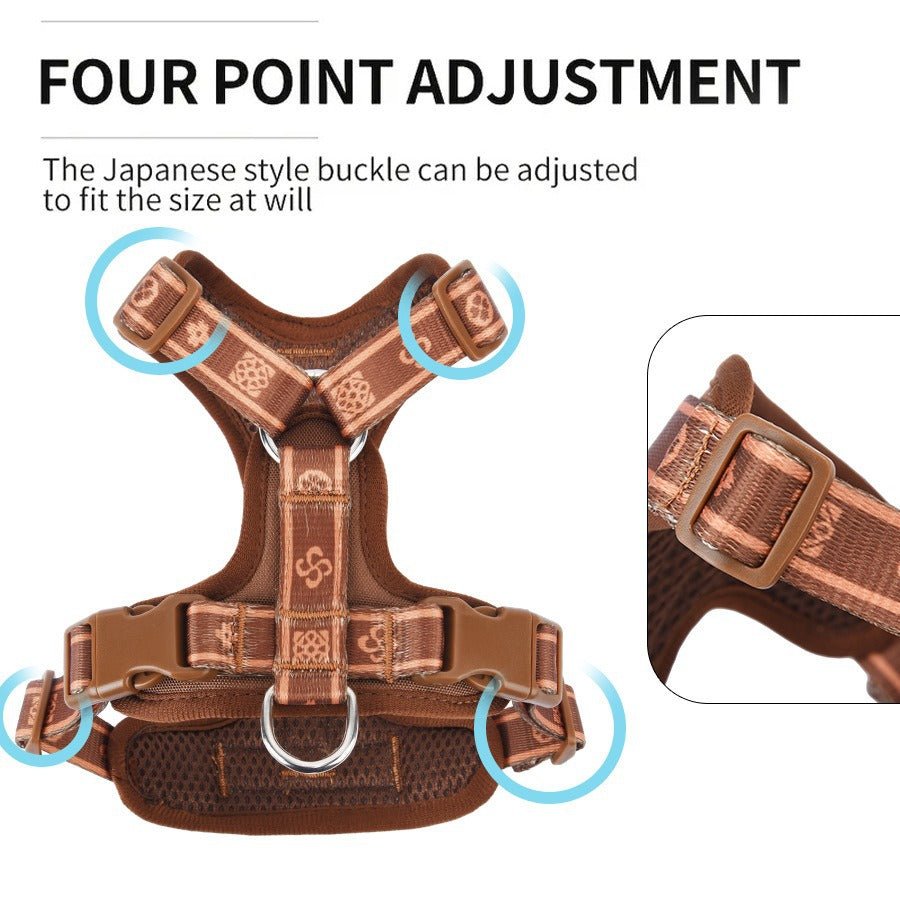 Breathable Fabric Leather Shock Absorption Vest Pet Dog Harness