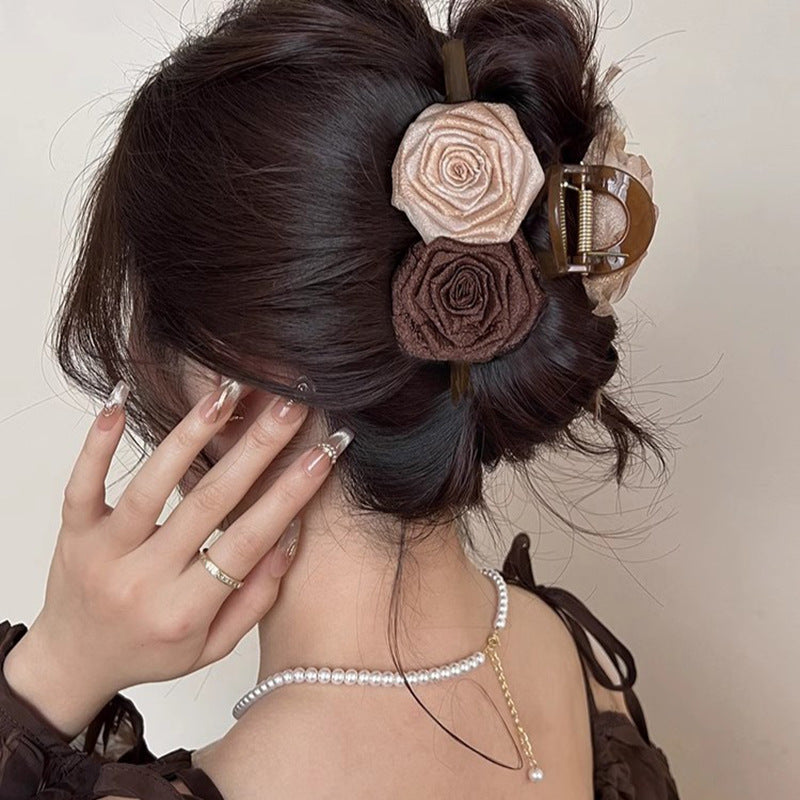 Elegant Fabric Rose Flower Grab Clip Hair Claw Hair Accessories Wholesale