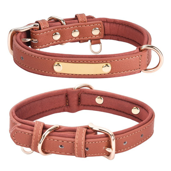 Double-layer Retro PU Leather Adjustable Belt Buckle Pet Dog Collar