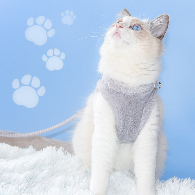 Warm Comfortable Velvet Adjustable Pet Dog Harness Leash Set