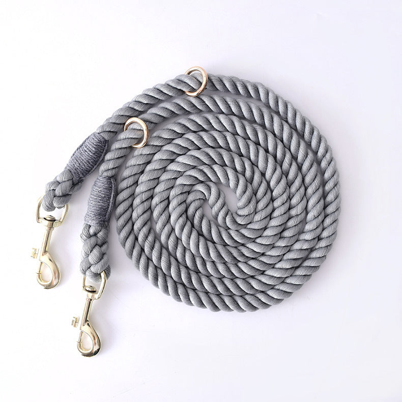Woven Cotton Multi-functional Waist Pet Double Leash P-Type Collar