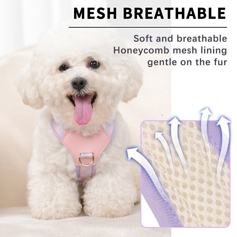Breathable Mesh Leather Shock Absorption Vest Pet Dog Harness