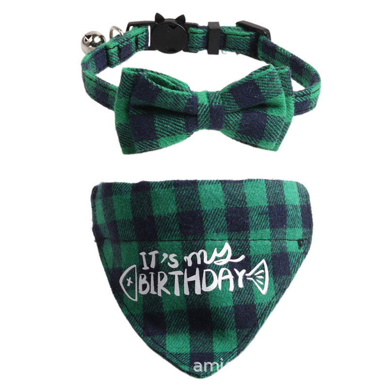 Birthday Party Cake Triangle Towel Saliva Bib Bow Pet Collar
