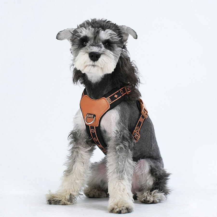 Breathable Fabric Leather Shock Absorption Vest Pet Dog Harness