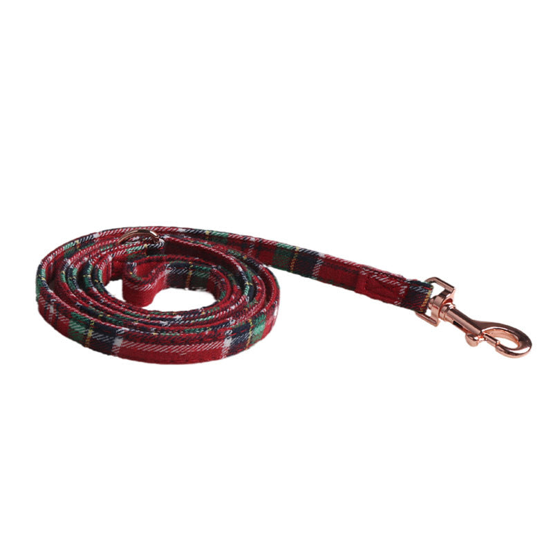 Christmas Red Green Plaid Pet Dog No Choking Harness Leash Set