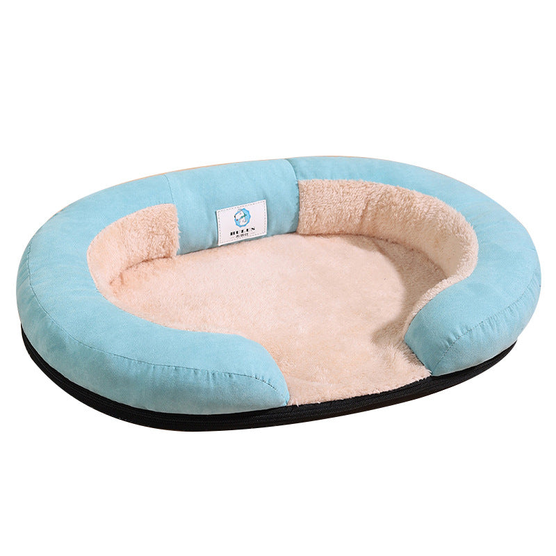 Oval Warm Soft Plush ECO PU Leather Comfortable Cat Bed Pet Pad
