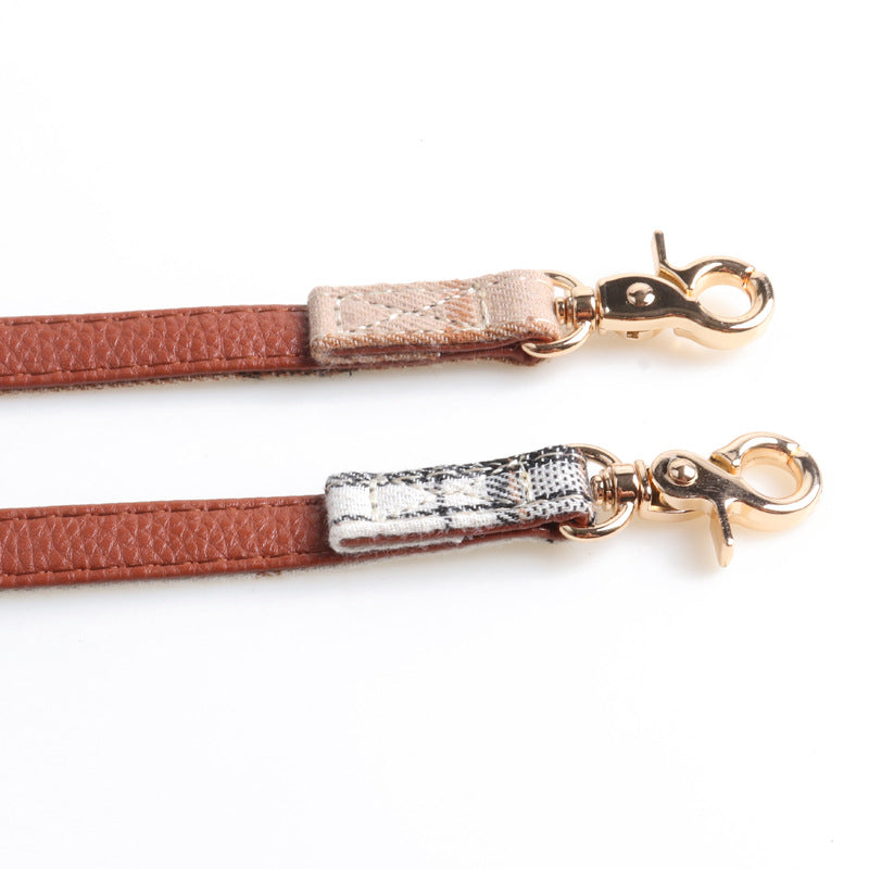 Classic Plaid Bow Suede Nap Pet Dog No Choking Harness Leash Set