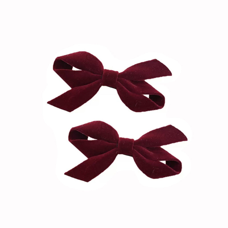 Christmas Red Velvet Bow Bangs Duckbill Hair Clip Hair Accessories Wholesale
