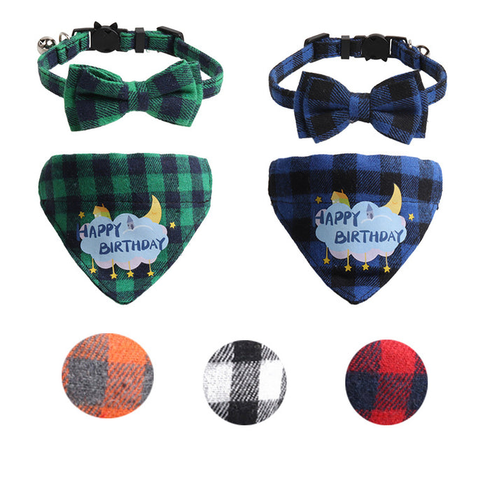 Birthday Party Cake Triangle Towel Saliva Bib Bow Pet Collar