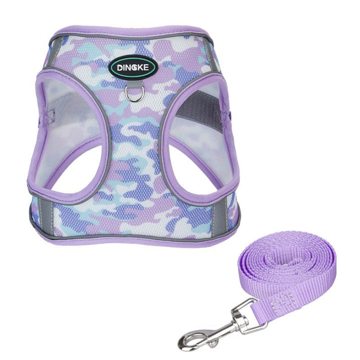 Camouflage Print Wearable Reflective Pet Dog Harness Leash Set
