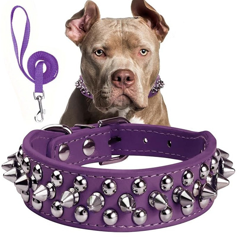 Bullet Rivet Large Dog Adjustable Thick PU Leather Pet Collar