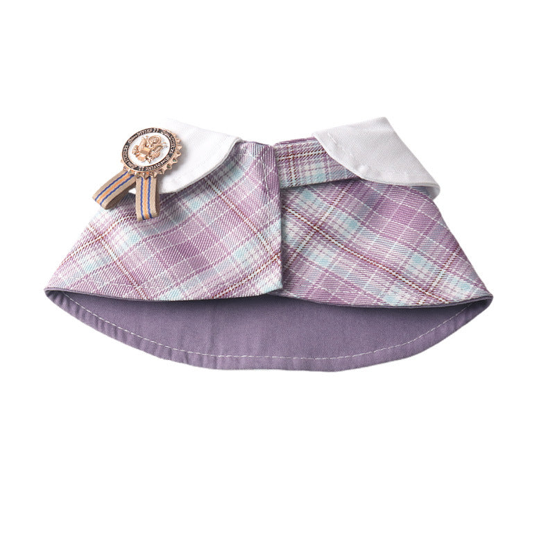 Classic Plaid Fabric Fake Collar Pet Dog Cat Saliva Bib Collar