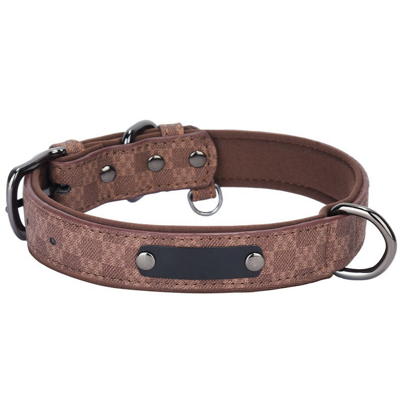 Double-layer Soft Lining Retro Leather Adjustable Pet Dog Collar