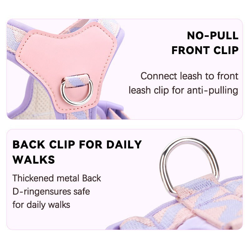 Breathable Mesh Leather Shock Absorption Vest Pet Dog Harness