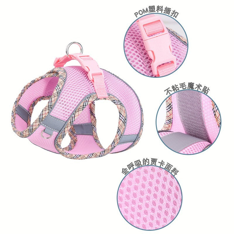Breathable Mesh Reflective Adjustable Pet Dog Harness Leash Set