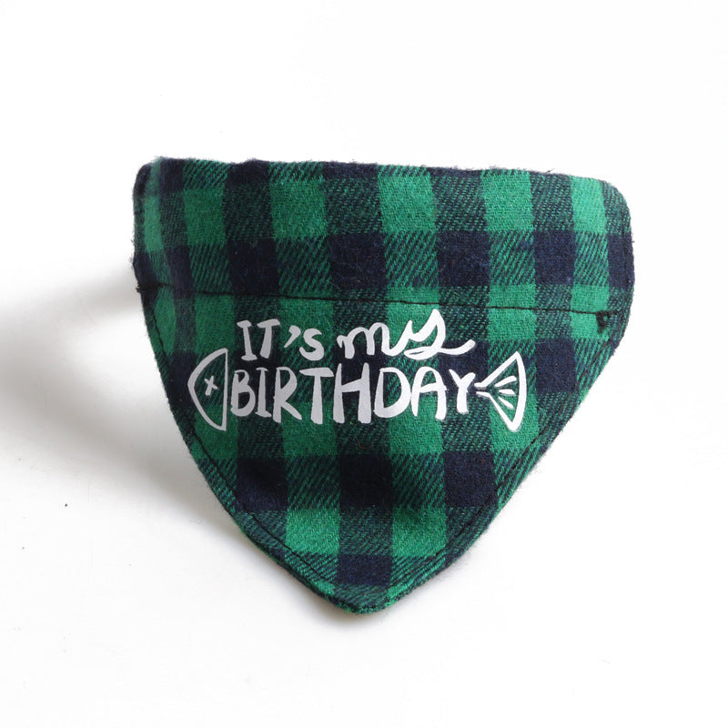 Birthday Party Cake Triangle Towel Saliva Bib Bow Pet Collar