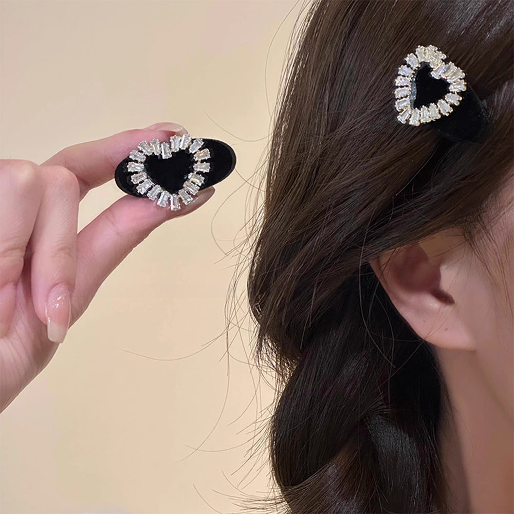 Delicate Zircon Flocked Square Oval Bangs Hair Clip Hair Accessories Wholesale