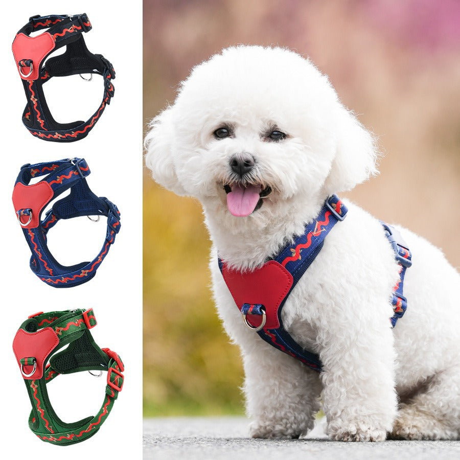 Breathable Fabric Leather Shock Absorption Adjustable Pet Dog Harness