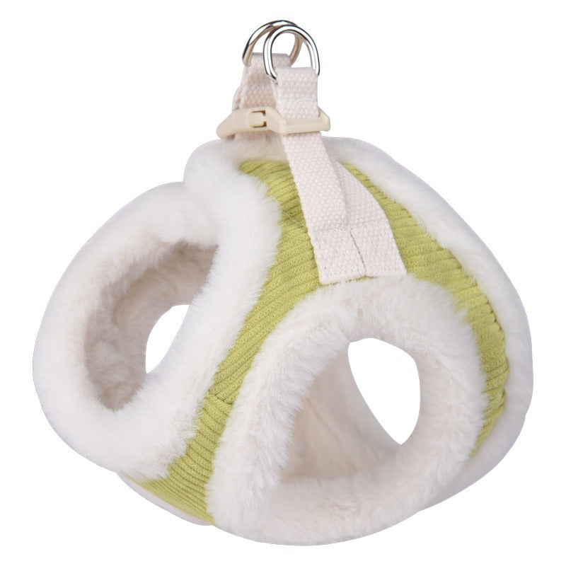 Imitation Rabbit Fur Corduroy Warm Pet Dog Harness Leash Set