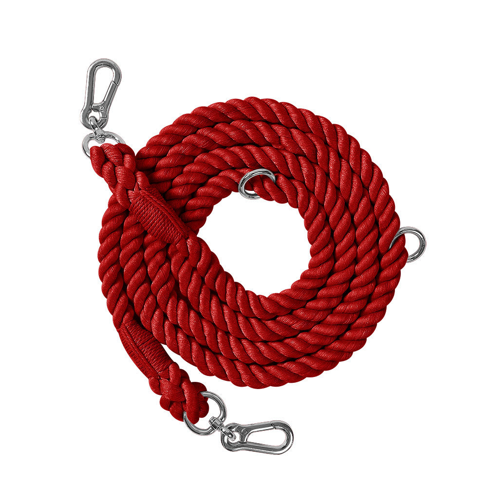 Woven Cotton Rope Multi-functional Pet Double Leash Waist Runing Leash