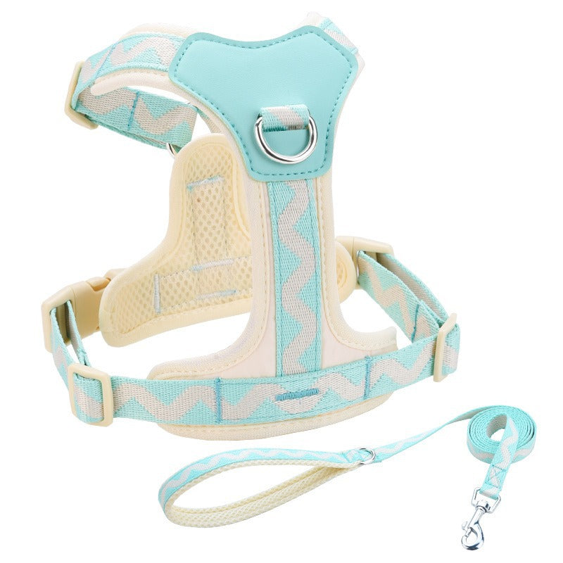 Breathable Mesh Leather Shock Absorption Vest Pet Dog Harness