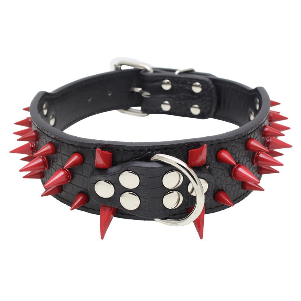 Spike Rivets Large Dog Adjustable Thick PU Leather Pet Collar