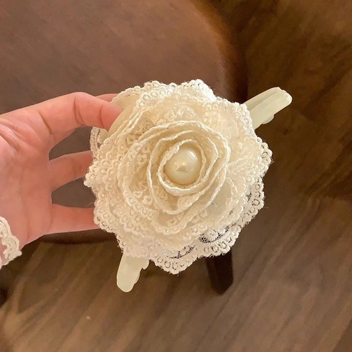Lace Pearl Flower Hair Claw Clip Hair Scrunchies Hair Accessories Wholesale